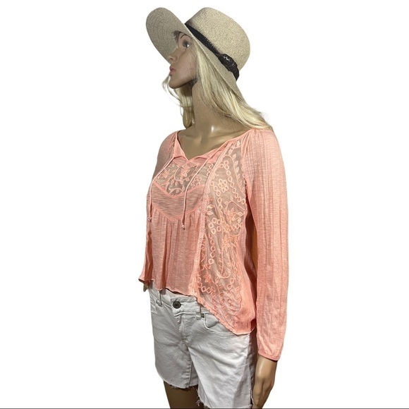 American Eagle peach BoHo peasant top - Picture 3 of 12